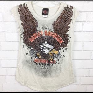 NWT Harley Davidson embellished cap sleeved tank